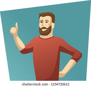 Vector stock of a happy man with the beard making thumbs up sign