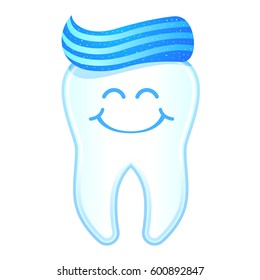 Vector stock of happy smiling tooth character with tooth paste as its hair