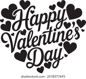 Vector stock of happy valentines lettering surrounded with tiny hearts background, The perfect images to express your love and affection