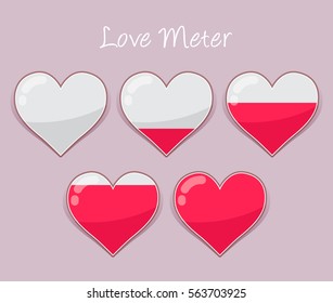 Vector stock of hearts love meter icon from empty to full