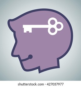 Vector stock of human head silhouette with key icon inside