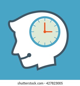 Vector stock of human head silhouette thinking about time