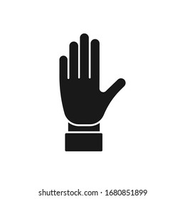 Vector stock icon on a transparent background. A raised hand. A symbol of the vows or the symbol "stop".