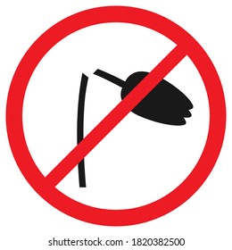 Vector stock icon that prohibits breaking, plucking flowers and plants in parks. Broken flower inside a red crossed out circle on a white background