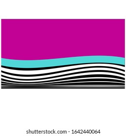 Vector stock illustration of abstract background for networks, poster. Psychedelic landscape. Purple sky, turquoise horizion, black and white sea.