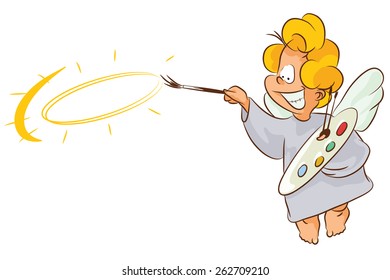 Vector stock illustration. Angel draws divine halo. Can be used on another character.