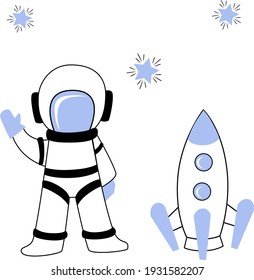 Vector stock illustration of astronaut and rocket
