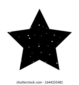 Vector stock illustration of black star with white stars. Template for poster, postcard. Space wallpaper.