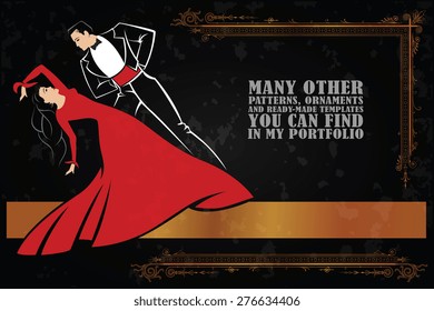 Vector stock illustration. Couple dancing Latino dance