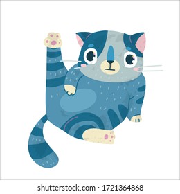 Vector stock illustration with cute cat, hand drawn style. Cozy mood, hygge concept. Sample element for greeting card, posters, social media posts and scrapbooks.