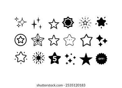 Vector Stock Illustration of different stars constellation, variant stars shape, easily editable