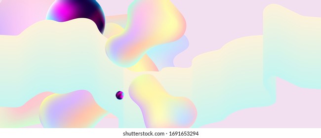 Vector stock illustration elegant pastel abstract neo mint color muted pale calm tones templates with 3d planets