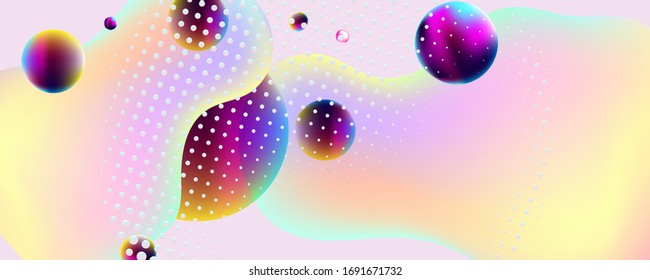 Vector stock illustration elegant pastel abstract neo mint color muted pale calm tones templates with 3d planets