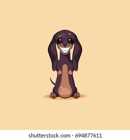 Vector stock illustration emoji of cartoon character dog talisman, phylactery hound, mascot pooch bowwow dachshund sticker emoticon German badger-dog broad smile from ear to ear emotion design element