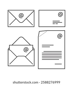 Vector stock illustration of envelope and letter with e-mail symbol