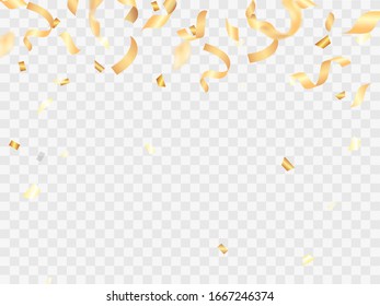 Vector stock illustration. Falling Golden serpentine on a transparent background for card