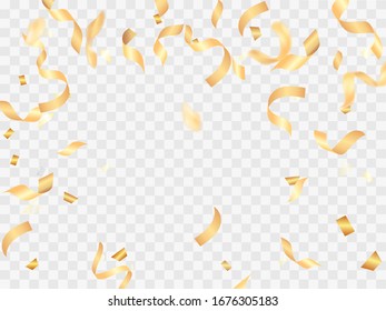 Vector stock illustration. Falling Golden serpentine on a transparent background for card