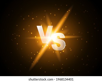 Vector stock illustration. Game competition. Versus letters with golden sparkles