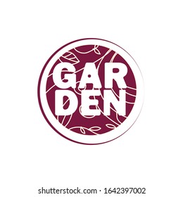 Vector stock illustration of garden lettering in circle. Deformed letters for poster, logo, postcard. Cartoon style.