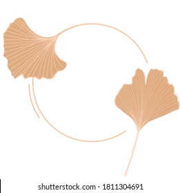 Vector stock illustration of gingko leaf icons for storis. Pastel poster for a wedding invitation. Gentle botany. gingko biloba gold color close-up. Isolated on a white background.