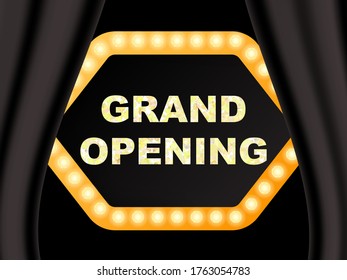Vector stock illustration. Grand opening golden text.