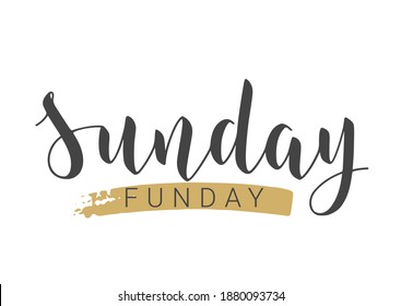 VektorStock-Illustration. Handgeschriebene Briefe von Sunday Funday. Vorlage für Banner, Einladung, Party, Postkarte, Poster, Print, Aufkleber oder Web-Produkt. Objekte einzeln auf weißem Hintergrund.