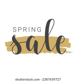 Vector Stock Illustration. Handwritten Lettering of Spring Sale. Template for Banner, Card, Label, Postcard, Poster, Sticker, Print or Web Product. Objects Isolated on White Background.