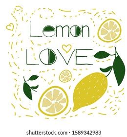 Vector stock illustration of herbal border template. Cosmetology and spa procedures. Lemon doodle frame.