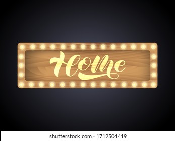 Vector stock illustration. Home  brush lettering for banner