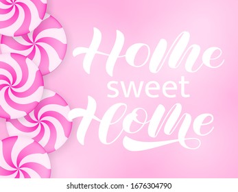 Vector stock illustration. Home sweet home brush lettering for banner