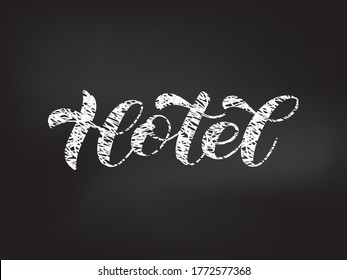 Vector stock illustration. Hotel brush lettering for banner
