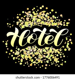 Vector stock illustration. Hotel brush lettering for banner