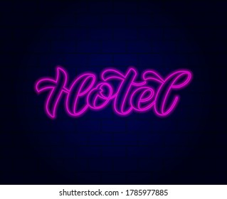 Vector stock illustration. Hotel brush lettering for banner