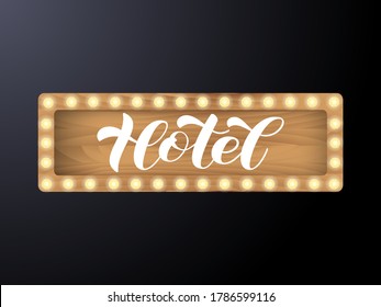 Vector stock illustration. Hotel brush lettering for banner