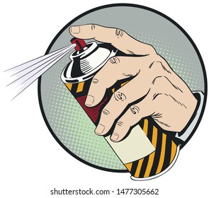 Vector. Stock illustration. Human with spray bottle. Anti beetle aerosol.