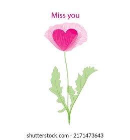Vector stock illustration with the inscription "MISS YOU ". Text for a postcard, invitation, T-shirt design, banner, poster, web page, icon. Isolated on a white background.