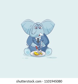 Vector Stock Illustration isolated Emoji character cartoon wealth riches businessman elephant sticker emoticon in business suit shares coin money profit dollar earning income currency value on plat