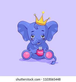 Vector Stock Illustration isolated Emoji character cartoon elephant calf  embarrassed, shy and blushes sticker emoticon for site, info graphics, video, animation, websites, mail, newsletters, report