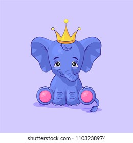 Vector Stock Illustration isolated Emoji character cartoon elephant calf happy and contented hippo sticker emoticon for site, info graphics, video, animation, website, mail, newsletters, reports