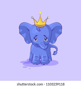 Vector Stock Illustration isolated Emoji character cartoon elephant calf sad and frustrated sticker emoticon for site, info graphics, video, animation, websites, mail, newsletters, reports, comics