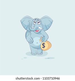 Vector Stock Illustration isolated Emoji character cartoon wealth riches businessman elephant sticker emoticon extend hand to offer business deal cooperation for money profit dollar earning income