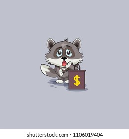 Vector Stock Illustration isolated Emoji character cartoon wealth riches wolf cub pup sticker emoticon training presentation orator speaker behind podium money celebrate profit dollar earning income