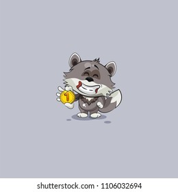Vector Stock Illustration isolated Emoji character cartoon happy wealth riches businessman wolf cub pup sticker emoticon in business crypto currency coin money profit earning income salary design