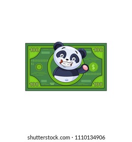Vector Stock Illustration isolated Emoji character cartoon happy wealth riches businessman panda bamboo bear Chinese symbol sticker emoticon money profit dollar earning income salary business design