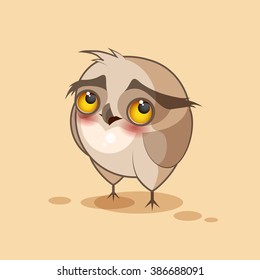 Vector Stock Illustration isolated Emoji character cartoon owl embarrassed, shy and blushes sticker emoticon for site, infographics, video, animation, websites, e-mails, newsletters, reports, comics