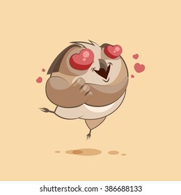 Vector Stock Illustration isolated Emoji character cartoon owl in love flying with hearts sticker emoticon for site, infographics, video, animation, websites, e-mails, newsletters, reports, comics