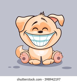 Vector Stock Illustration isolated Emoji character cartoon dog with a huge smile from ears