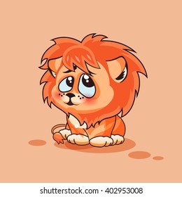 Vector Stock Illustration isolated Emoji character cartoon Lion cub embarrassed, shy and blushes sticker emoticon for site, infographics, video, animation, websites, e-mail, newsletter, report, comic