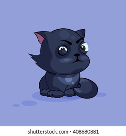 Vector Stock Illustration isolated Emoji character cartoon black cat squints and looks suspiciously sticker emoticon for site, info graphic, video, animation, website, e-mail newsletter, report, comic