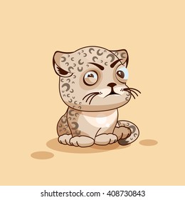 Vector Stock Illustration isolated Emoji character cartoon Leopard cub squints and looks suspiciously sticker emoticon for site, info graphic, video, animation, website, mail newsletter, report, comic